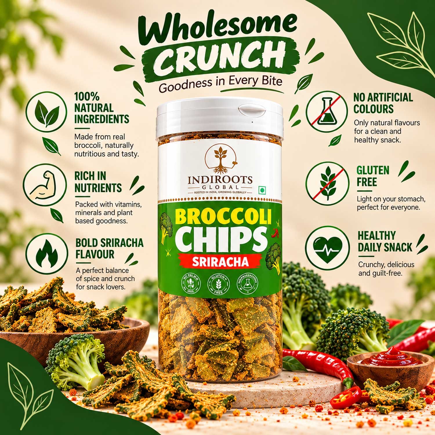Broccoli Chips Sriracha – Indiroots Global